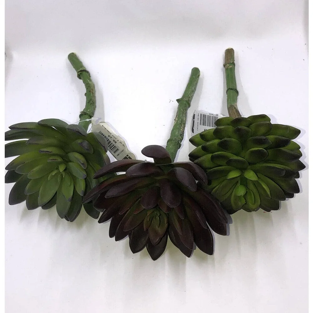 New 3 Pc Faux Succulent Picks Bouquet Fake Succulents Echeveria Pick